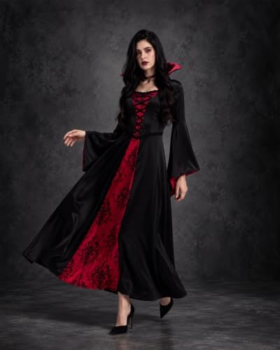 Vampire Costume for Women, Long Gothic Halloween Dress