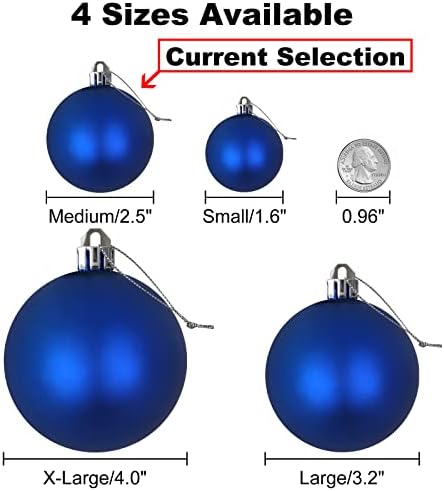 Royal Blue 2.5" Christmas Balls Christmas Tree Decoration Ornaments Shatterproof Hanging Balls for Birthday Halloween Holiday Wedding Decorations Set of 36pcs