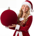 Threan 12 Inch Large Burgundy Velvet Christmas Ball Ornaments