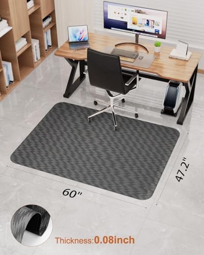 Blvornl Ultra Large Office Chair Mat for Hardwood Floor, Rolling Chair Mat for Hard Wood, Large Anti-Slip Hard Floor Protector, Heavy Duty Computer Desk Rug for Office and Home 47.2"*60" Deep Grey
