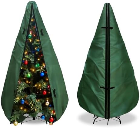 Upright Christmas Tree Storage Bag 6Ft,Christmas Tree Covers for Upright Storage for 6 Ft /6.5 Ft Artificial Christmas Trees with Ornaments,Equipped with Patented Support Rod Technology-Green