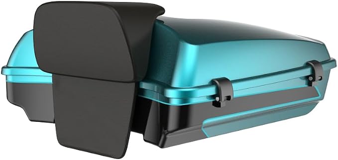 Advanblack Road Glide Teal Thunder/Vivid Black Razor Tour Trunk Pack Backrest Pad for '97-'26 Harley Touring Road King Street Glide Electra Glide CVO models