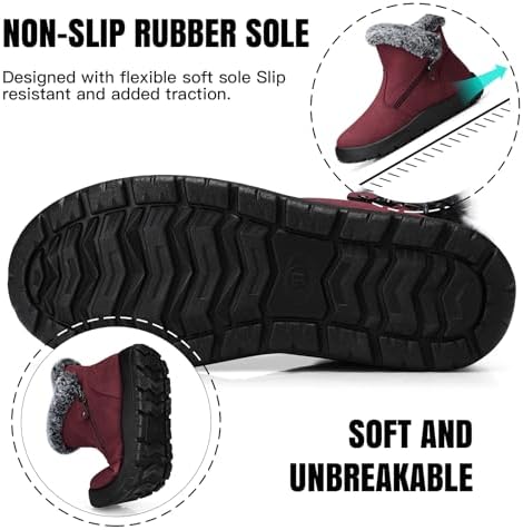SHIBEVER Winter Snow Boots for Women: Waterproof Ankle Warm Fur Lined Boot