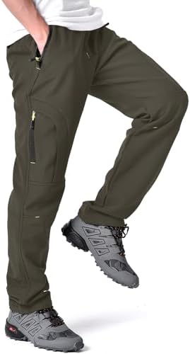 Men's hiking Snow Pants Skiing Winter Insulated Fleece lined Outdoor Water Repellent camping,walking,fishing