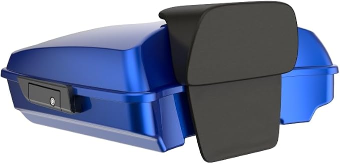 Advanblack Road Glide Tour Trunk Pack Crushed Sapphire Blue Razor Tour Trunk Pack Backrest Pad for '97-'25 Harley Touring Road King Street Glide Electra Glide CVO models