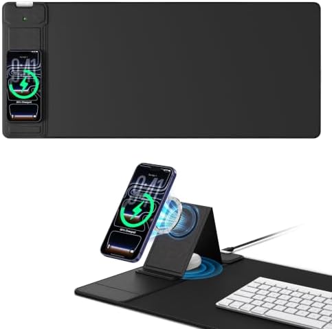 Mouse Pad with Magnetic Wireless Charging & Adjustable Phone Stand
