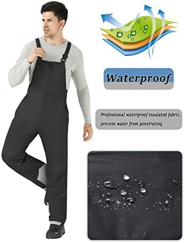 WULFUL Mens Insulated Snow Bibs Waterproof Winter Ski Pants Snowboarding Overalls