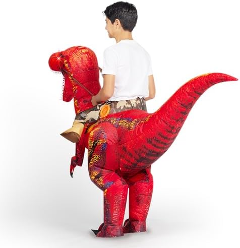 Spooktacular Creations Inflatable Dinosaur Costume Kids, Blow up Ride on Raptor Suit Boys Girls for Halloween Cosplay Party