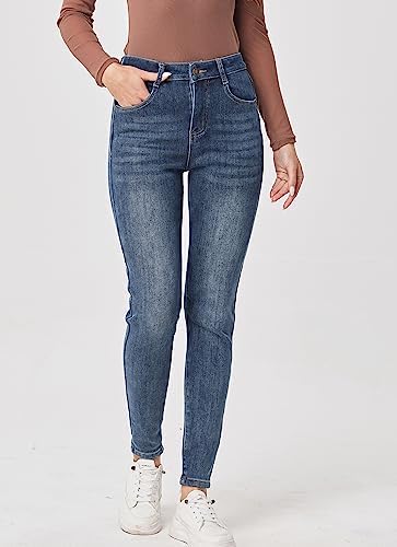 Yehopere Women's Winter Fleece Lined Jeans Slim Fit Warm Skinny High Waist Denim Jean