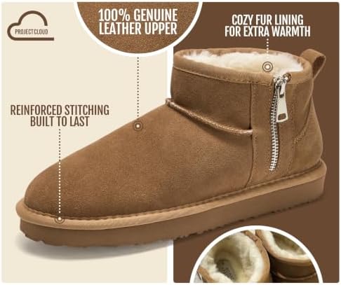 Project Cloud 100% Genuine Leather Womens Boots Ankle Boots for Women Shoes