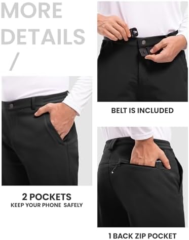 TBMPOY Men's Snow Ski Hiking Pants Waterproof Winter Fleece Lined Pants Camping Skiing Ice Fishing Pants with Belt