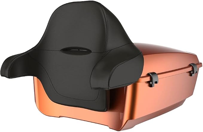 Advanblack Road Glide Tour Trunk Pack Scorched Orange King Tour Trunk Pack Luggage +Wrap-Around Backrest Pad for '97-'25 Harley Touring Road King Street Glide Electra Glide CVO models