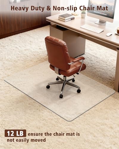 Soimeat Hard Frosted Office Chair Mat for High Pile Carpet & Hardwood Floor