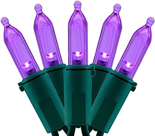 YULETIME 200 Purple LED Christmas Lights, 66 ft Green Wire UL String Light