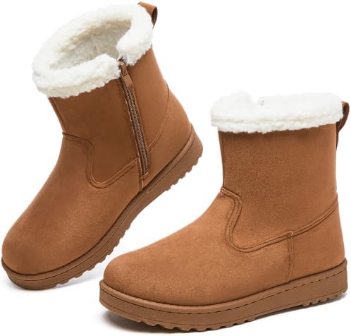 Women's Snow Winter Boots Fuzzy Ankle Booties WithZipper