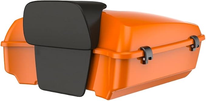 Advanblack Road Glide Tour Trunk Pack Baja Orange Chopped Tour Trunk Pack Backrest Pad for '97-'25 Harley Touring Road King Street Glide Electra Glide CVO models