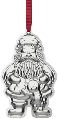 Wallace Sterling Silver Santa Ornament 2026-10th Edition Annual Collectible Christmas Ornament, Handcrafted in USA, Includes Gift Box and Velvet Pouch