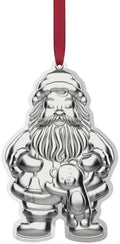 Wallace Sterling Silver Santa Ornament 2026-10th Edition Annual Collectible Christmas Ornament, Handcrafted in USA, Includes Gift Box and Velvet Pouch