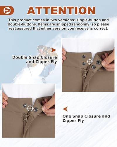 Outdoor Ventures Men's Fleece Lined Ski Snow Pants Waterproof Insulated