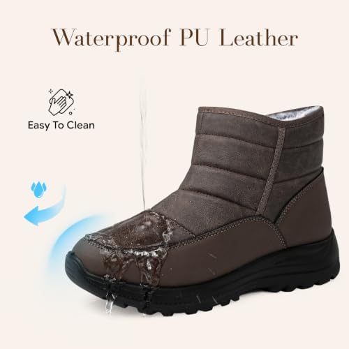 SHIBEVER Women Winter Snow Boots: Waterproof Slip on Fur Warm Ankle Boot