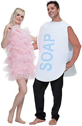 EraSpooky Couples Soap and Loofah Costume Adult Funny Halloween Party Couple Costumes Set