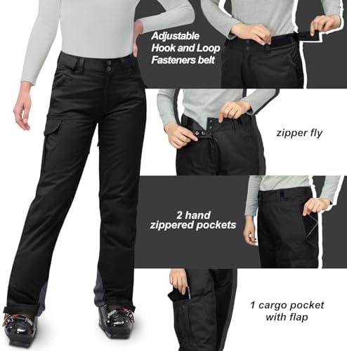 33,000ft Women's Insulated Snow Pants Waterproof Ski with Boot Gaiters