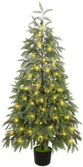 Cllayees 5FT Cedar Christmas Tree with Lights Artificial Potted Tree