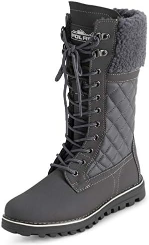 POLAR Womens Faux Fur Warm Thermal Waterproof Outdoor Walking Snow Winter Rubber Sole Calf Boots
