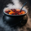 LemonRoad 3 Pcs Halloween Cauldron 12.6 Inch with Ladle Black Plastic Bowl