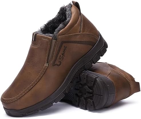 COSIDRAM Mens Shoes Winter Snow Boots Slip On Warm Cotton Padded Loafers