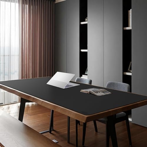 Cacoy 66.9'' x 27.5'' Leather Desk Pad Blotter Protector, Large Gaming Keyboard Mouse Pad, Faux Leather Desk Mat for Desktop and Laptop, Waterproof XXXL Extended Desktop Keyboard Mouse Mat, Black