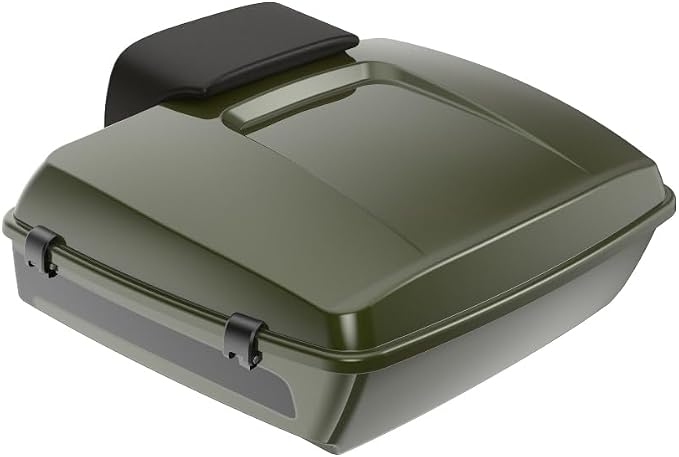 Advanblack 2026 Road Glide Olive Steel Metallic/Vivid Black Chopped Tour Trunk Pack Backrest Pad for '97-'26 Harley Touring Road King Street Glide Electra Glide CVO models
