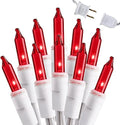 Brizled Red Christmas Lights, 300 ct 69.6ft Incandescent Christmas Lights plugin, Connectable 120V UL Certified Mini Xmas String Light for Halloween, Xmas, Indoor, Party, Porch Decor, White Wire