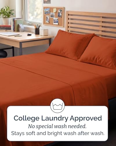 Full XL Sheets - 4 Piece Full XL Sheet Set - Cool & Breathable - Terracotta