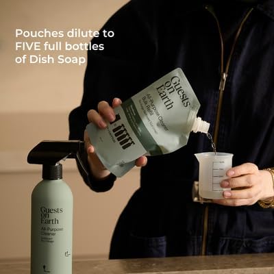 Dish Soap Bulk Refill Concentrate, Woodlands Scent, Plant Based Dish Soap, Makes 5 Bottles, Grease Fighting Dishwashing Liquid with Essential Oils