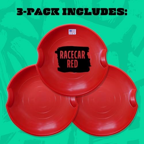 Flexible Flyer 26” Flying Saucer Sled Multipack - Plastic Snow Sleds with Hand Grips, Heavy Duty Snow Discs for Kids, Adults, Schools, Camps & Daycares