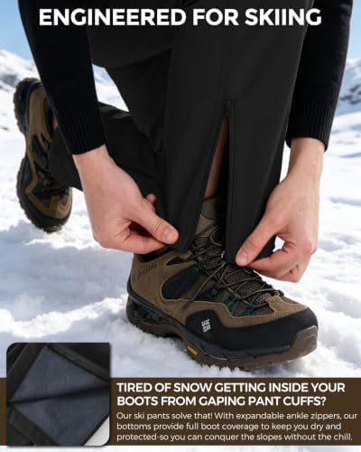 CNBQDD Men's Snow Ski Pants Waterproof Hiking Winter Fleece Lined Pants
