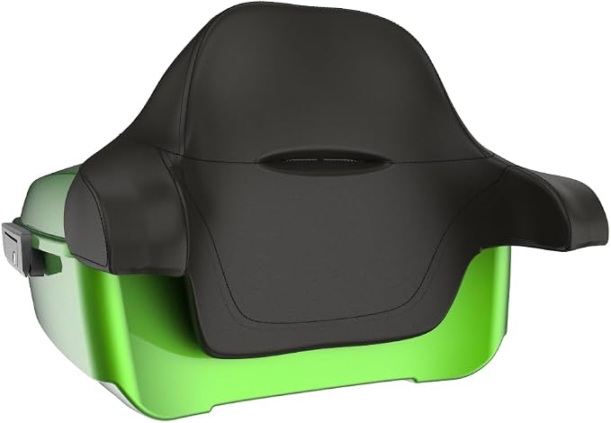 Advanblack Road Glide Tour Trunk Pack Radioactive Green King Tour Trunk Pack Luggage +Wrap-Around Backrest Pad for '97-'25 Harley Touring Road King Street Glide Electra Glide CVO models