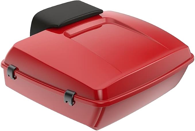 Advanblack Road Glide Tour Trunk Pack Billiard Red Chopped Tour Trunk Pack Backrest Pad for '97-'25 Harley Touring Road King Street Glide Electra Glide CVO models