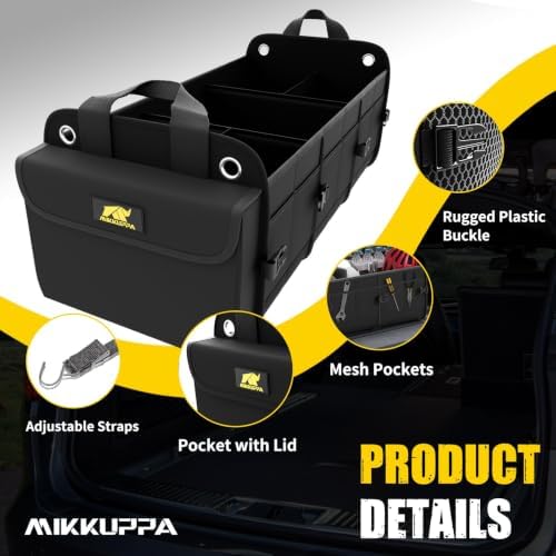 MIKKUPPA Trunk Organizer with Cooler - 100L Collapsible Car Organizer,Black
