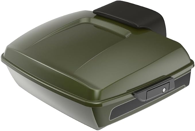 Advanblack 2026 Road Glide Olive Steel Metallic/Vivid Black Chopped Tour Trunk Pack Backrest Pad for '97-'26 Harley Touring Road King Street Glide Electra Glide CVO models