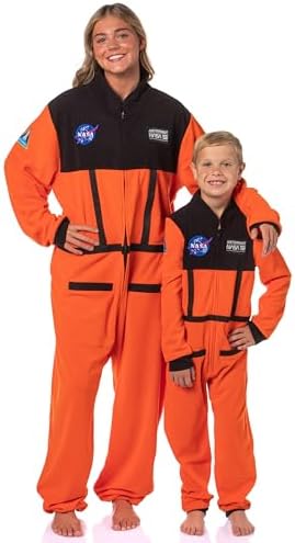 INTIMO NASA Boys' Space Shuttle Astronaut Meatball Patch One Piece Space Suit Costume Pajama Sleep Set Union Suit For Kids