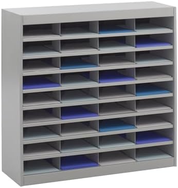 Safco E-Z Stor Literature Organizer, 36 Compartments, Office and Classroom Commercial Grade Steel Mailbox Mail Sorter, Heavy Duty Construction, Gray