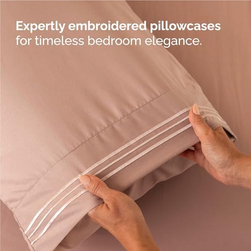 Full Size 4 Piece Sheet Set - Comfy Breathable & Cooling Sheets - Mauve