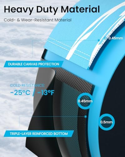 Snow Tube for Sledding Heavy Duty, Inflatable Snow Sled Innertube with Air Pump & Premium Canvas Cover for Kids Adult with Thickened Bottom, Towable Rope (2 Pack)