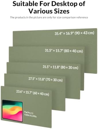 Leather Desk Mat 36" x 17", Sage Green PU Leather Desk Pad Protector