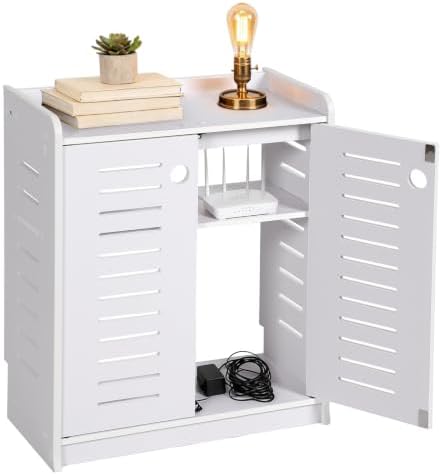WiFi Router Storage Cabinet, Router Hider Box, Elegant White