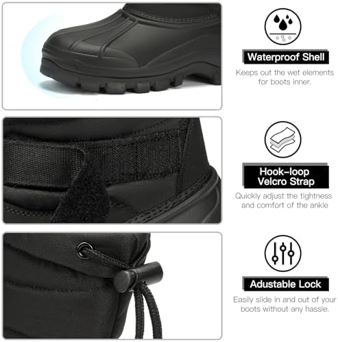 Kricely Men's Snow Boots Waterproof Non-Slip Outdoor Hiking Athletic Warm Fur Boot Comfortable Causual Cold-Weather Boots