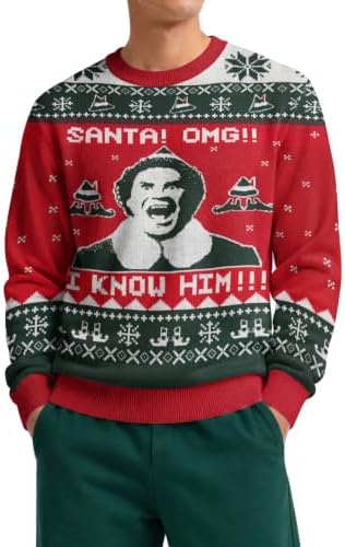 34HD Ugly Xmas Sweater–Funny Knit Christmas Sweater for Women & Men 2025, Long Sleeve Crewneck Holiday Pullover, Unisex Gift