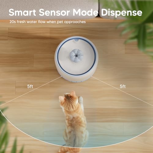 WOPET Wireless Cat Water Fountain, Cordless Ceramic Pet Water Fountain with 5000mAh Rechargeable Battery, 3L/101oz Premium Cat Water Dispenser for Cats & Small Dogs,Ultra Quiet & Triple Filtration